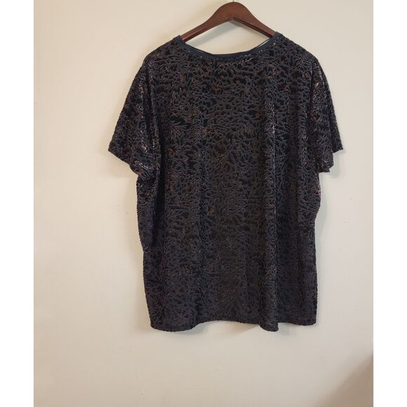 Free People We The Free Women Black Velvet Burnout Leopard Print Top Size Medium - Picture 2 of 4